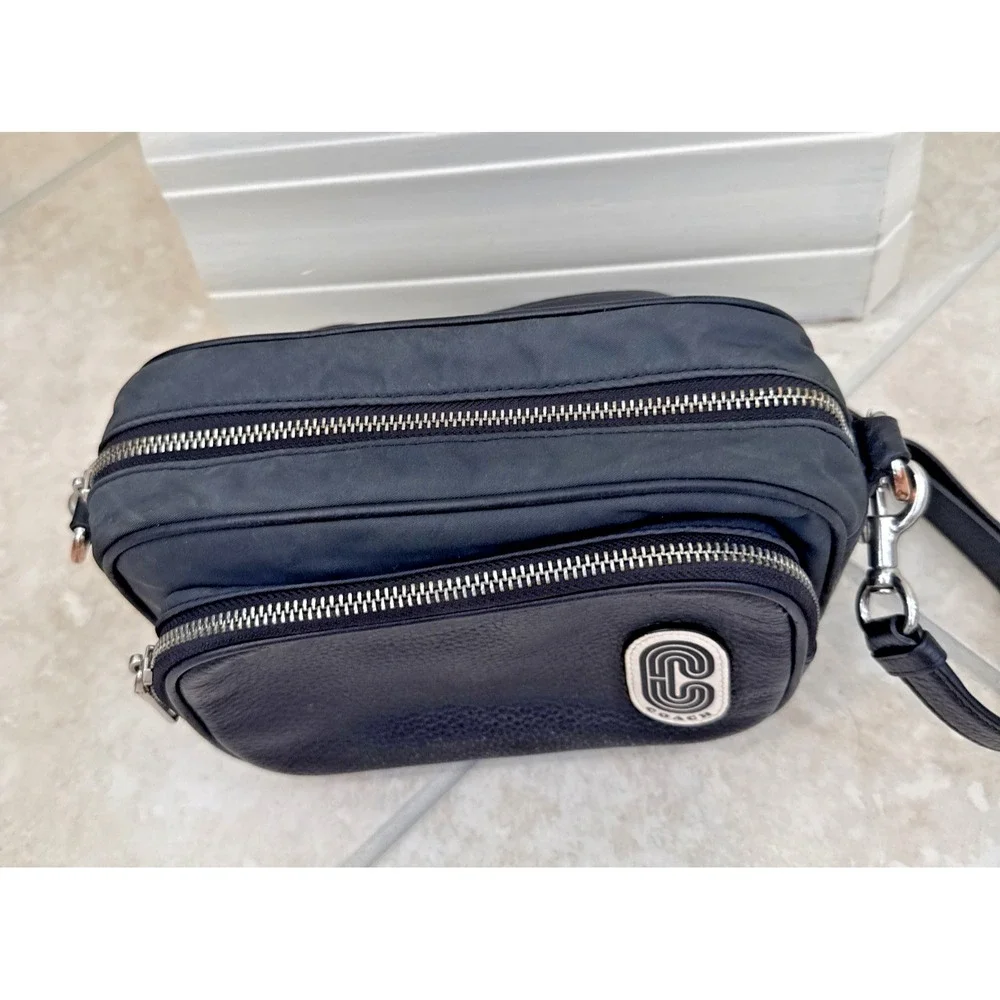Coach Court Crossbody Camera Bag Nylon & Refined‎ Pebbled Leather C5050 Purse